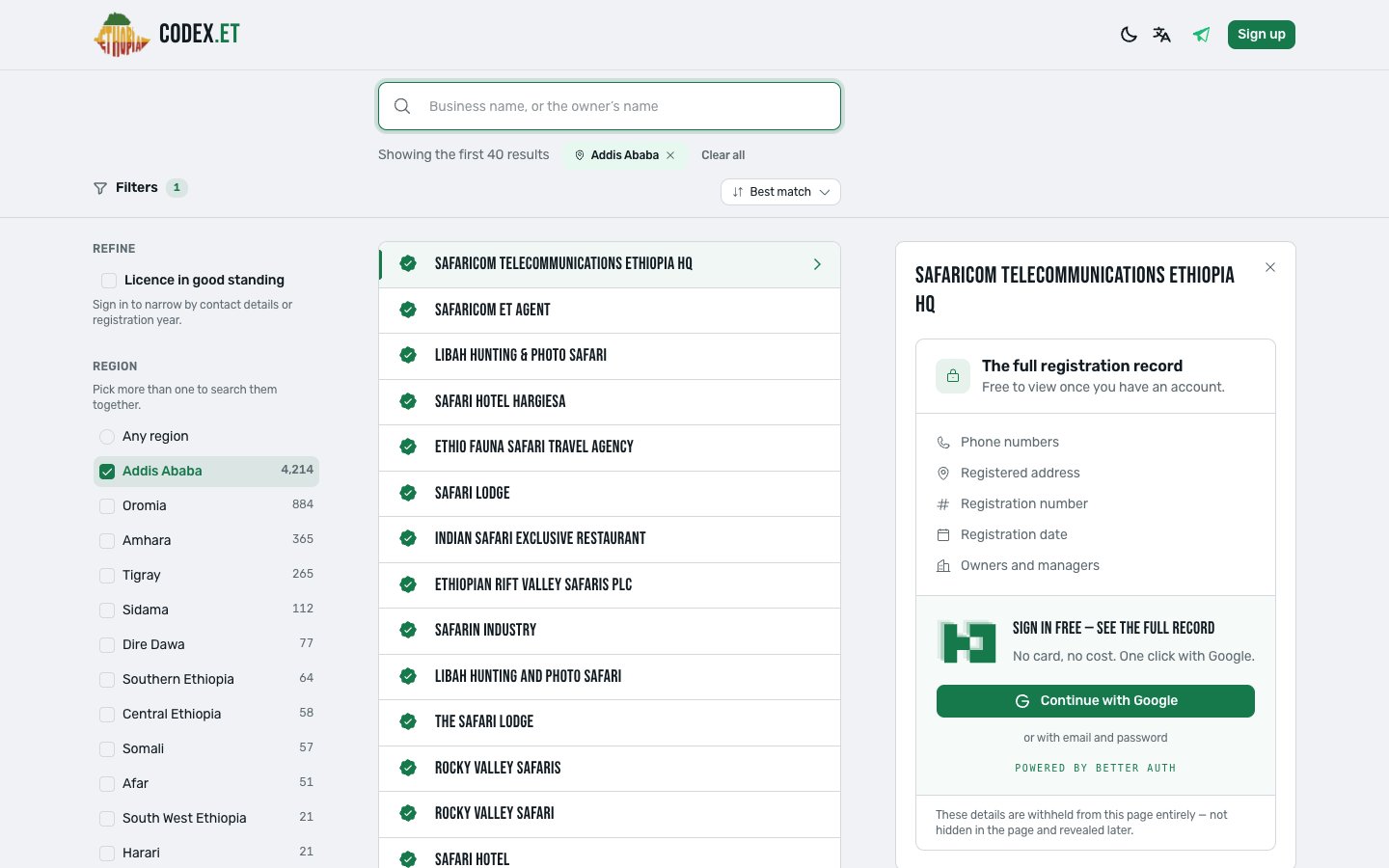 codex.et: Ethiopian Business Register screenshot 2