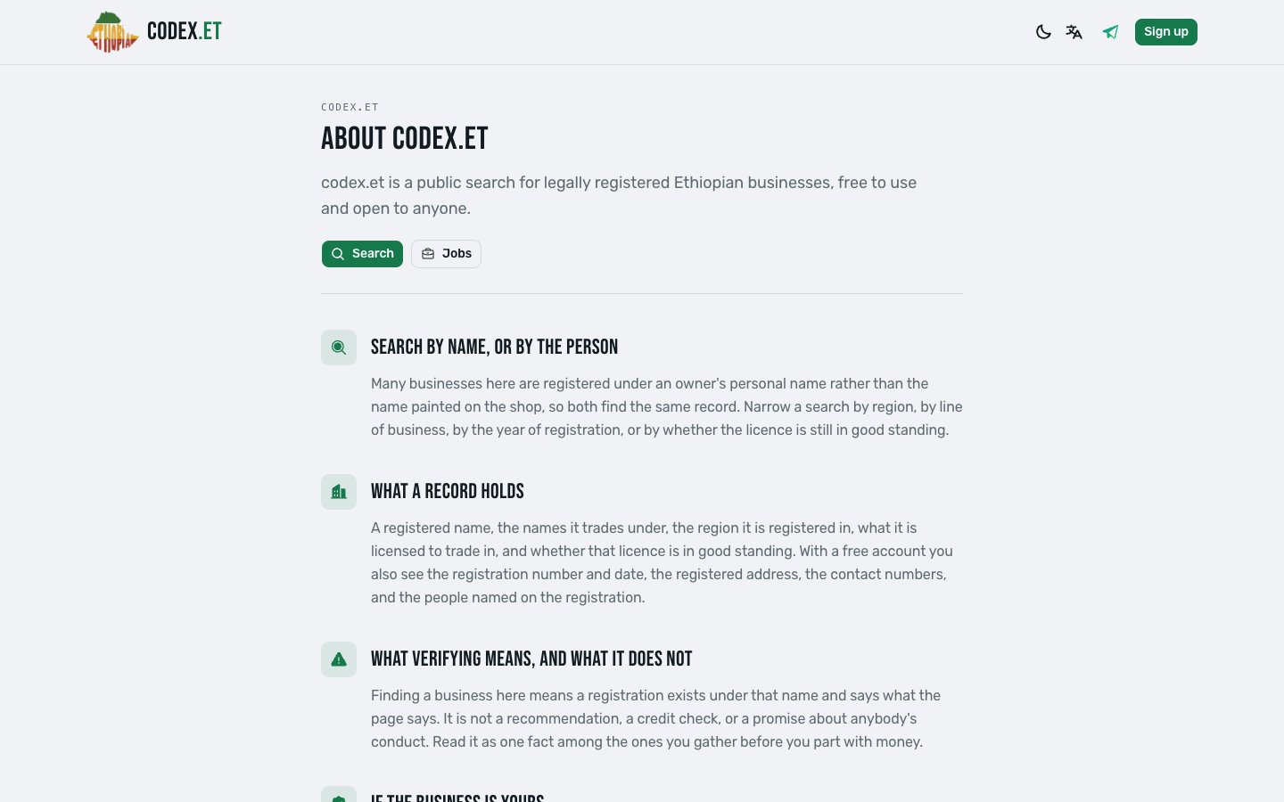 codex.et: Ethiopian Business Register screenshot 9